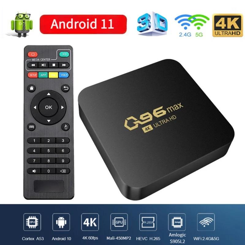 Q96 Max TV ڽ, ȵ̵ 11 Amlogic S905 5G  ھ, 64 Ʈ, 4K 3D UHD Ʈ TV ̵ ÷̾, H. 265 iptv  ø 